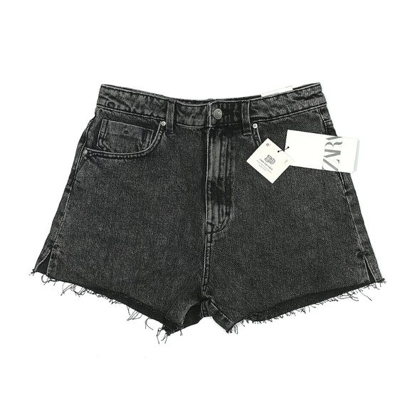 ZARA High Waisted Denim Jean Cutoff Shorts 6 - Picture 1 of 3